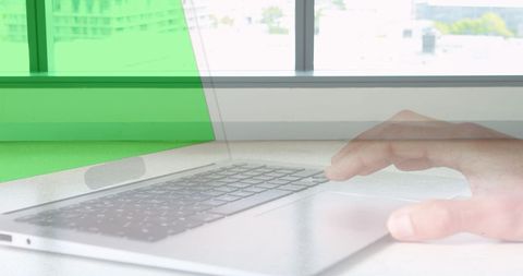 Businessman Utilizing Laptop with Green Overlay in Office - Download Free Stock Images Pikwizard.com