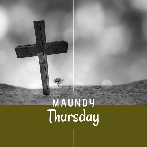Maundy Thursday Wooden Cross on Grassy Field with Copy Space - Download Free Stock Templates Pikwizard.com
