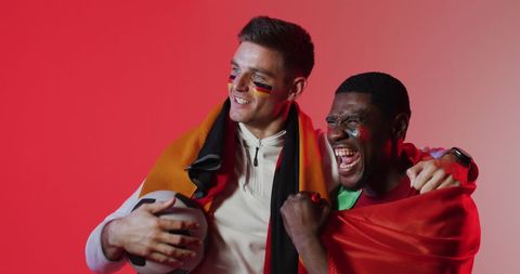 Diverse Friends Celebrating Sports Victory Enthusiastically