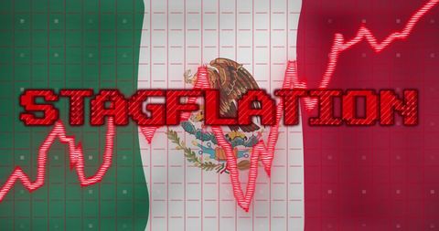 Mexico economy stagflation concept with flag and rising graph