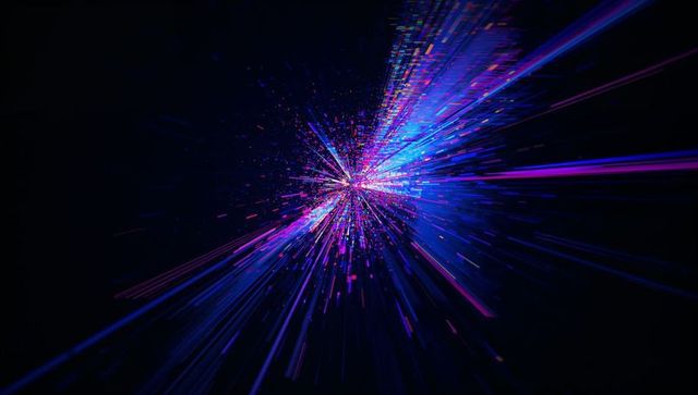 Futuristic Neon Light Burst in Dark Space