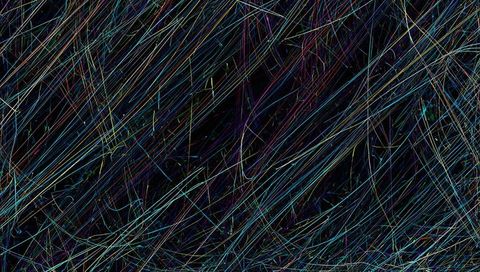 Vibrant Abstract Network of Diagonal Lines on Dark Backdrop