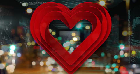 Digital Data Processing with Heart Animation and Bokeh Effects