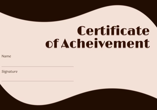 Minimalist Certificate of Achievement Template with Curved Design - Download Free Stock Templates Pikwizard.com