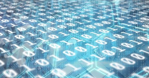 Binary Code Overlay on Digital Circuitry Background - Download Free Stock Images Pikwizard.com