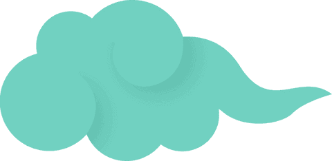 Teal abstract transparent cloud shape on clear background