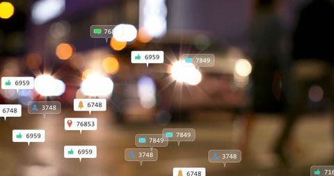 Social Media Engagement Overlays on Urban Lights
