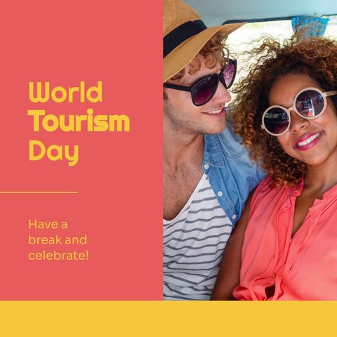 Joyful couple embracing adventure on world tourism day