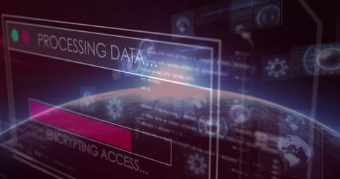 Futuristic Digital Data Processing Over Globe Representation - Download Free Stock Images Pikwizard.com