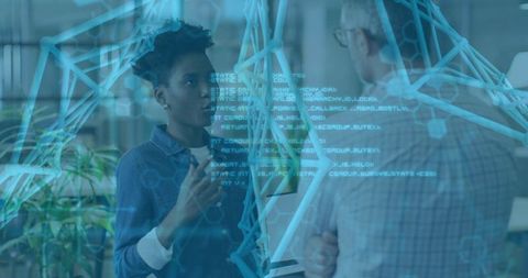 Collaborating on ai-driven data visualization with holographic network in modern office