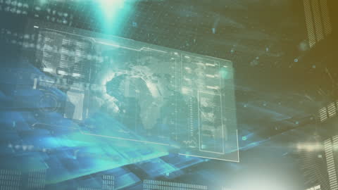 Futuristic Digital Interface with Global Map