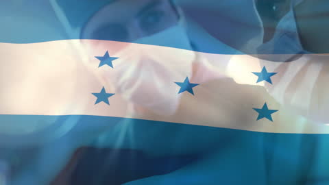 Surgeons Operating With Honduras Flag Overlay