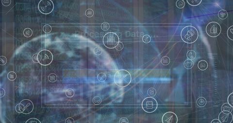 Abstract Network with Digital Icons and Data Interface in Server - Download Free Stock Images Pikwizard.com