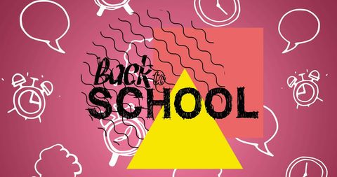 vibrant back to school design with clocks and speech bubbles - Download Free Stock Images Pikwizard.com