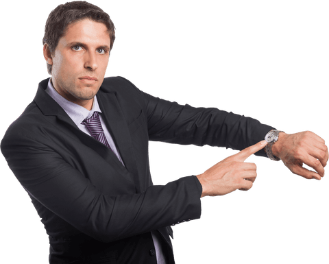 Serious Businessman Showing Wristwatch for Time Management - Download Free Stock Videos Pikwizard.com