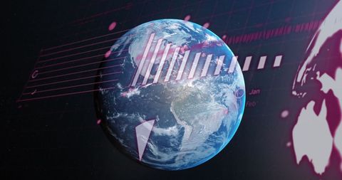 Global Data Analytics Overlapping Spinning Earth with Charts - Download Free Stock Images Pikwizard.com