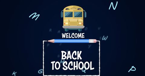 Back to School Welcome With Bus and Pencil Design