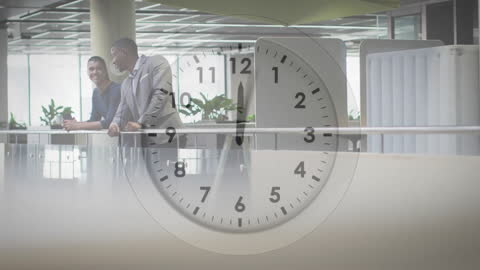 Colleagues Exchanging Ideas with Time Elapsing Animation