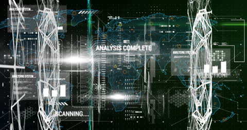 Futuristic Interface with Global Data and Network Graphics