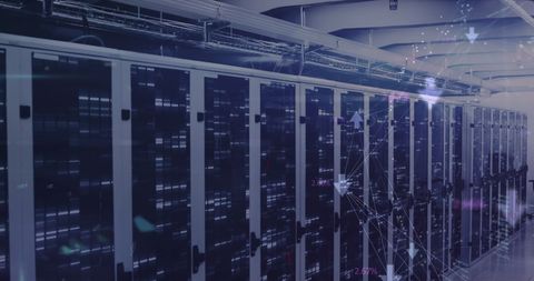 Futuristic Data Processing Room with Digital Server Interface - Download Free Stock Images Pikwizard.com