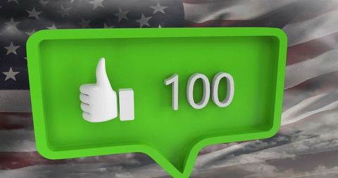 Social media engagement concept with us flag and like icon