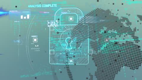 Cyber Security Padlock Overlay on Global Digital Interface