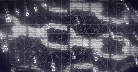 Abstract Data Processing with Digital Network on Black Background - Download Free Stock Images Pikwizard.com