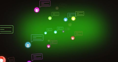 digital communication icons on vivid green background - Download Free Stock Images Pikwizard.com