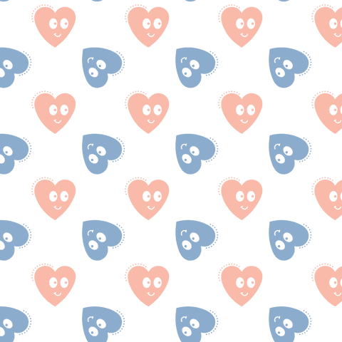 Repeating cute heart pattern on transparent background