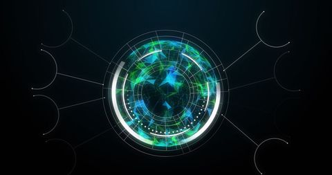 Futuristic digital interface with glowing geometric patterns