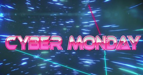 Cyber Monday Neon Text with Digital Light Effects