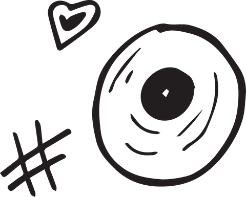 Transparent Illustration with Heart, Hashtag, and Circle