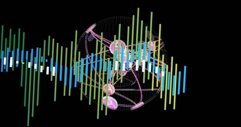 Digital Network Sphere with Data Visualization Bars