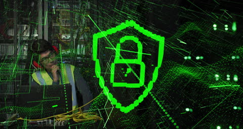 Cybersecurity Expert with Locked Security Icon Overlay
