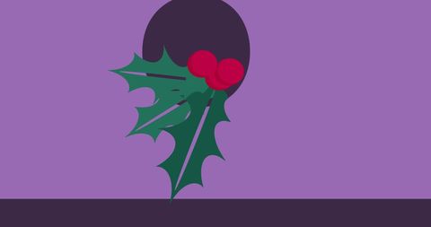 Abstract Christmas Holly Design on Purple Background