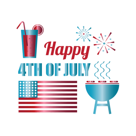 Happy 4th of july usa symbols illustration on transparent background