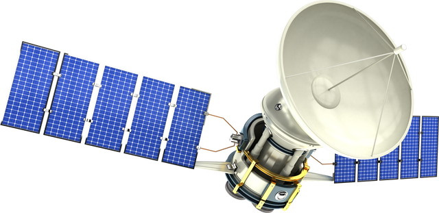 Transparent Satellite with Solar Panels and Dish for Communication - Download Free Stock Videos Pikwizard.com