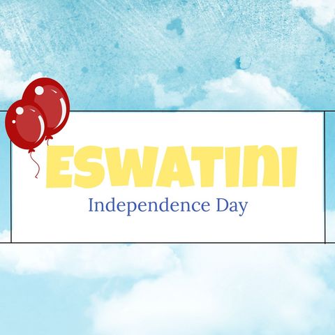 Eswatini independence day celebration with balloons & blue sky