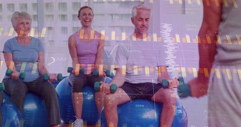 Active Adults Exercising on Stability Balls with Dumbbells