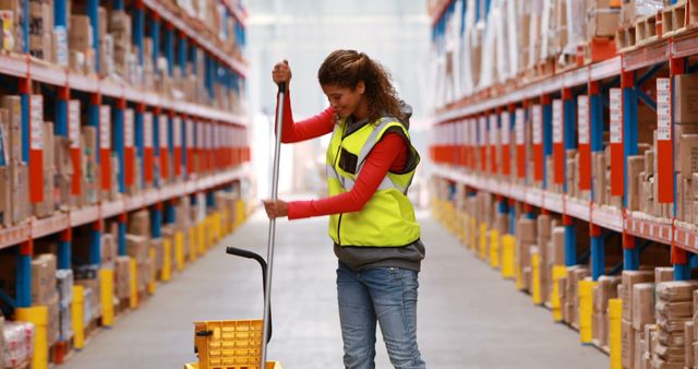 Warehouse Operator Cleaning Floor in Industrial Facility - Download Free Stock Images Pikwizard.com