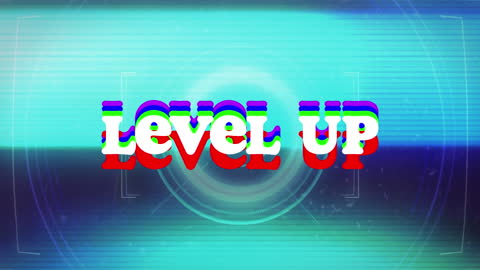 Retro Futuristic Level Up Glitch Text