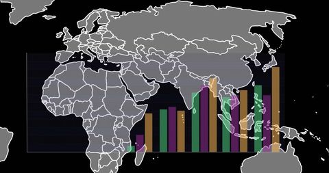 World Map Overlayed with Bar Graphs on Technological Interfaces - Download Free Stock Images Pikwizard.com