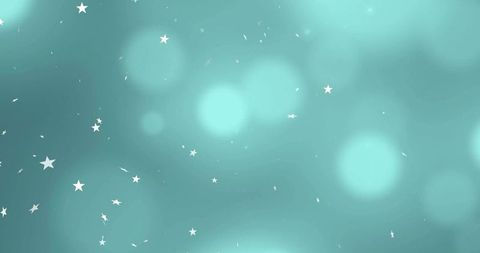 Turquoise Cosmic Abstract Background with Stars and Bokeh Lights