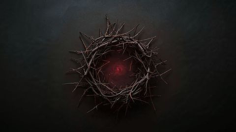 Glowing Crown of Thorns on Dark Background with Red Illumination