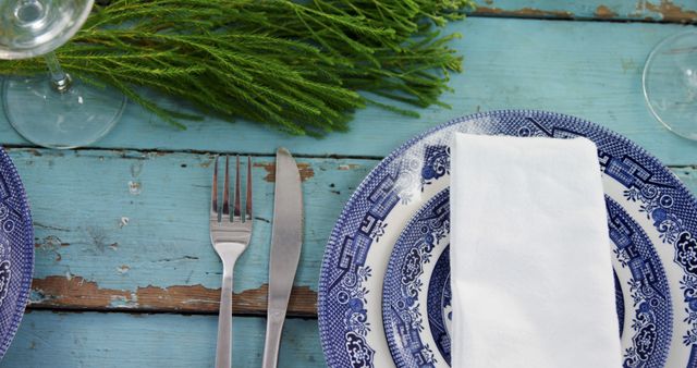 Rustic Table Setting with Vintage Dishes and Silverware - Download Free Stock Images Pikwizard.com