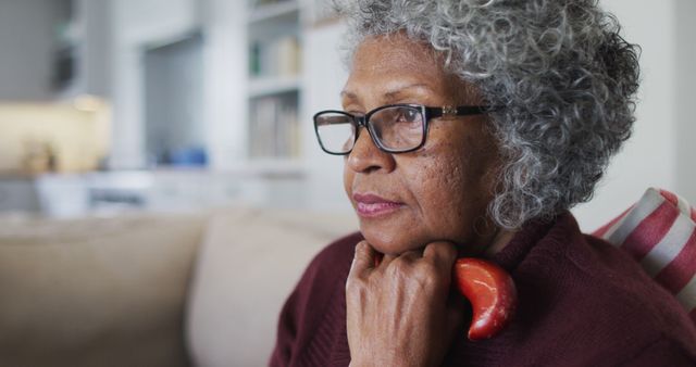 Contemplative African American Woman with Glasses at Home - Download Free Stock Images Pikwizard.com