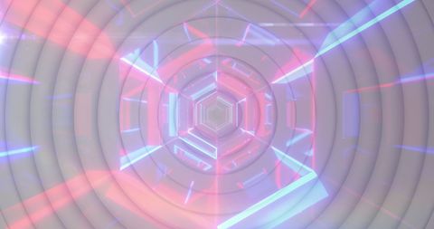 Futuristic Neon Tunnel with Circular Echoes