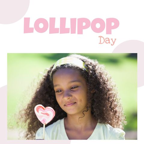 Beautiful Moment on Lollipop Day with Smiling Girl in Park