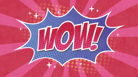 Vibrant 'Wow' Comic Style Illustration with Retro Red Background