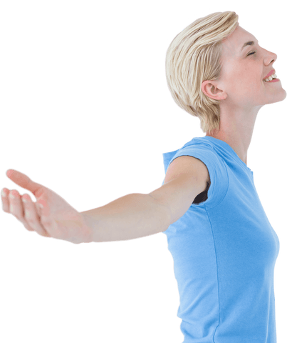 Blonde Woman Smiling with Arms Outstretched Transparent - Download Free Stock Videos Pikwizard.com
